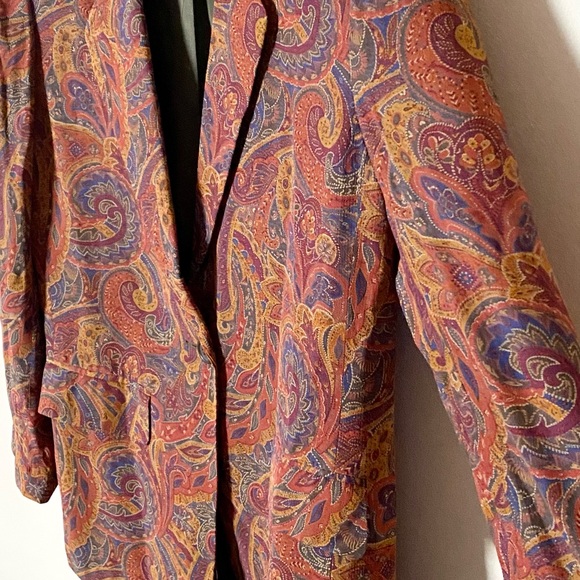 90s Vintage 70s Style Paisley Print Blazer Jacket - Picture 4 of 12